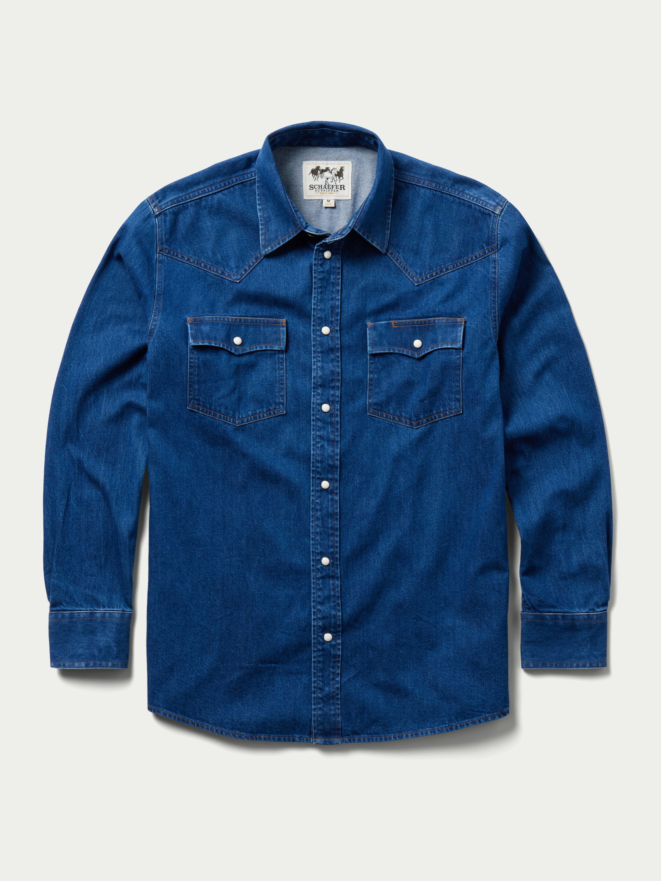 Classic Western Denim Snap Shirt, Dark Indigo / 2XL | Schaefer Outfitter Classic Western Denim Snap Shirt, Dark Indigo / 2XL | Schaefer Outfitter