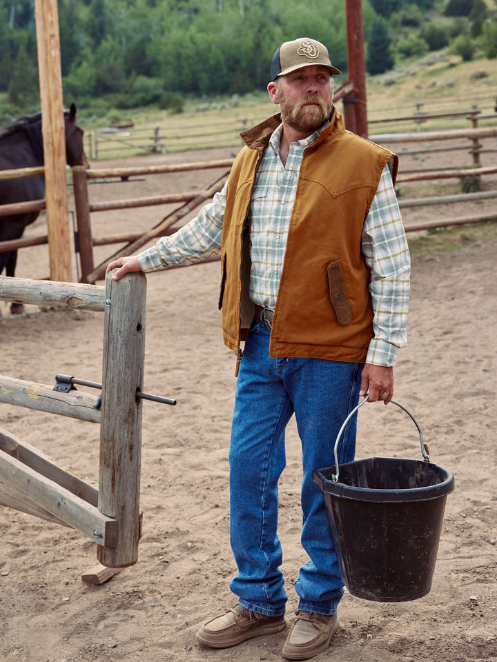 Zip Canvas Vest With Sherpa Lining - Schaefer Outfitter