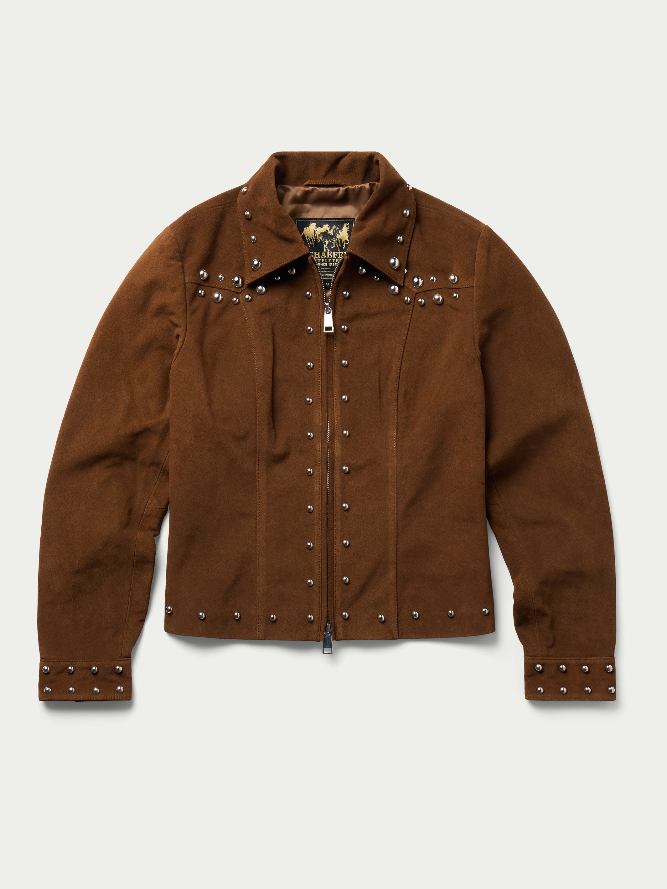 ジャケット・アウター Archive Suede Leather Long Coat Studded Suede Dome Studded Jacket — Understated Leather