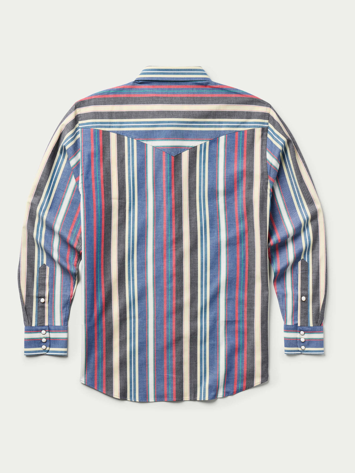 Western snap shirt in multicolor vertical stripe print, long sleeves, button cuffs