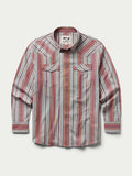 Western striped snap shirt with two flap chest pockets and silver snap front