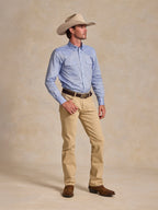 Light blue button-down shirt with chest pocket, front view