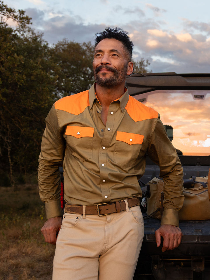 Slub Twill Shirt with Snaps