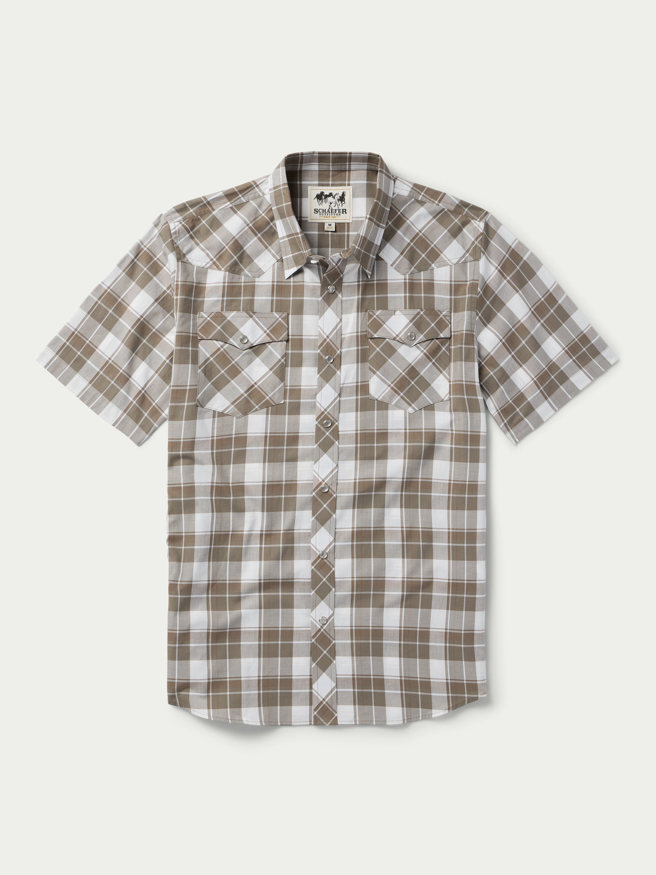 Short Sleeve Vintage Cotton Pearl Snap