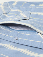 RangeTek western snap shirt close-up of drawstring placket and striped fabric