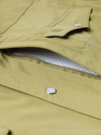 Olive short-sleeve snap western shirt pocket opening with snap button detail