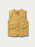 Suntan brushcloth vest with five-button front and two flap chest pockets