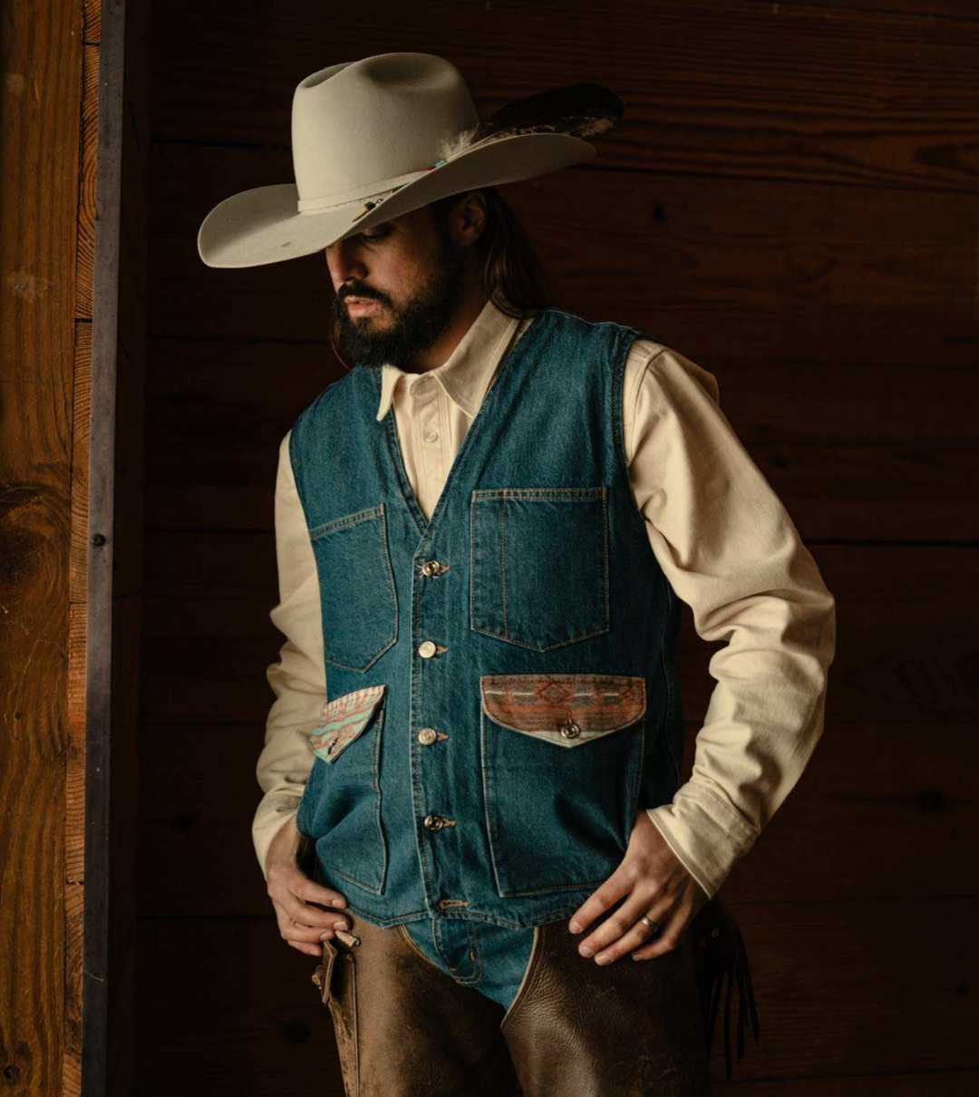 IAN MUNSICK X SCHAEFER OUTFITTER CROW DENIM VEST - Schaefer Outfitter