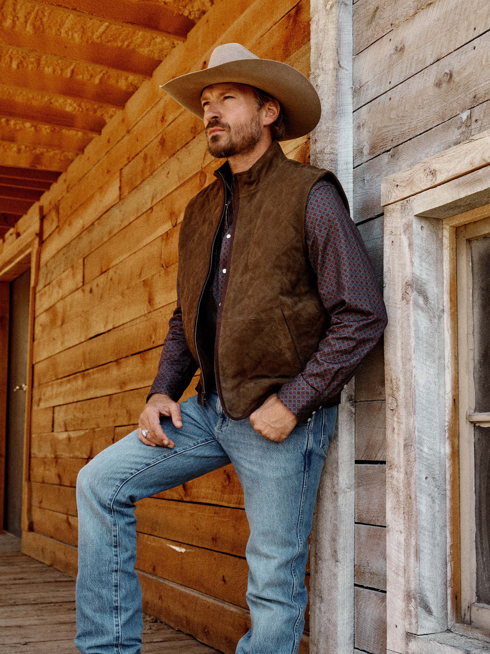 STOCKTON QUILTED SUEDE VEST - Schaefer Outfitter