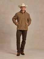 Taupe Bighorn full-zip fleece jacket with zip front and side pockets