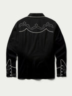 Women's embroidered Dale shirt, black with white back yoke embroidery and long sleeves