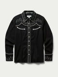 Women's embroidered Dale shirt front view with white yoke embroidery and snap buttons