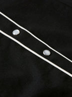 Women's embroidered Dale shirt detail of white trim and silver-tone snap buttons