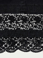 Washed black lace-trim hem with scalloped lace panel detail