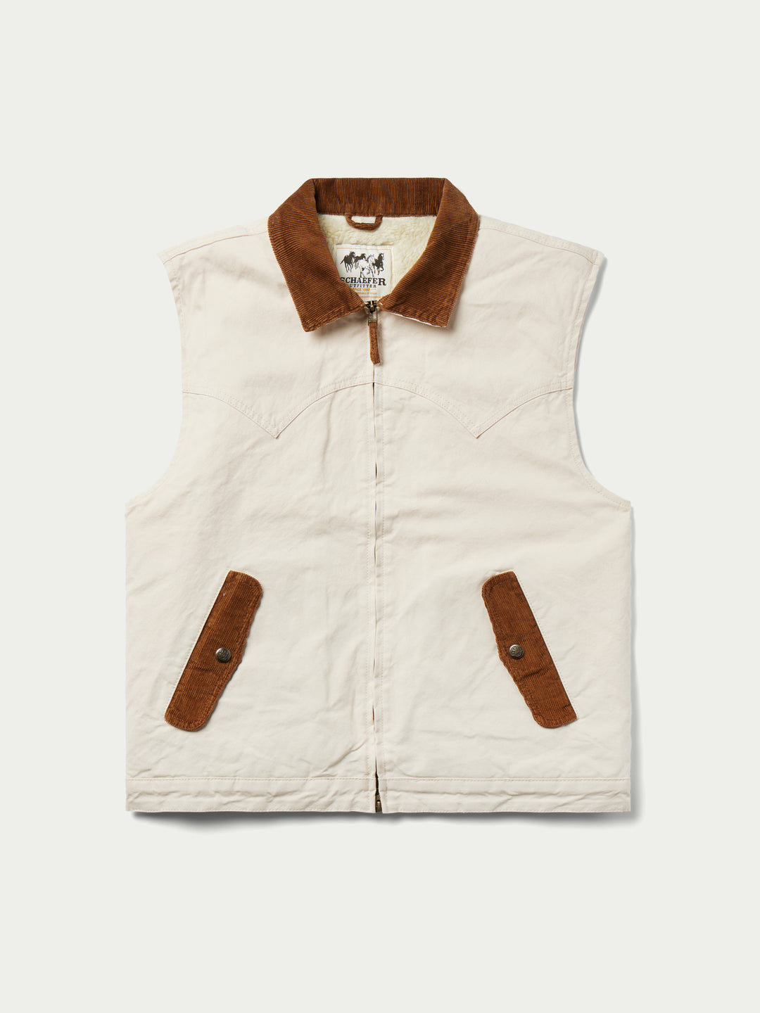 Zip Canvas Vest with Sherpa lining, Natural / 2XL | Schaefer Outfitter