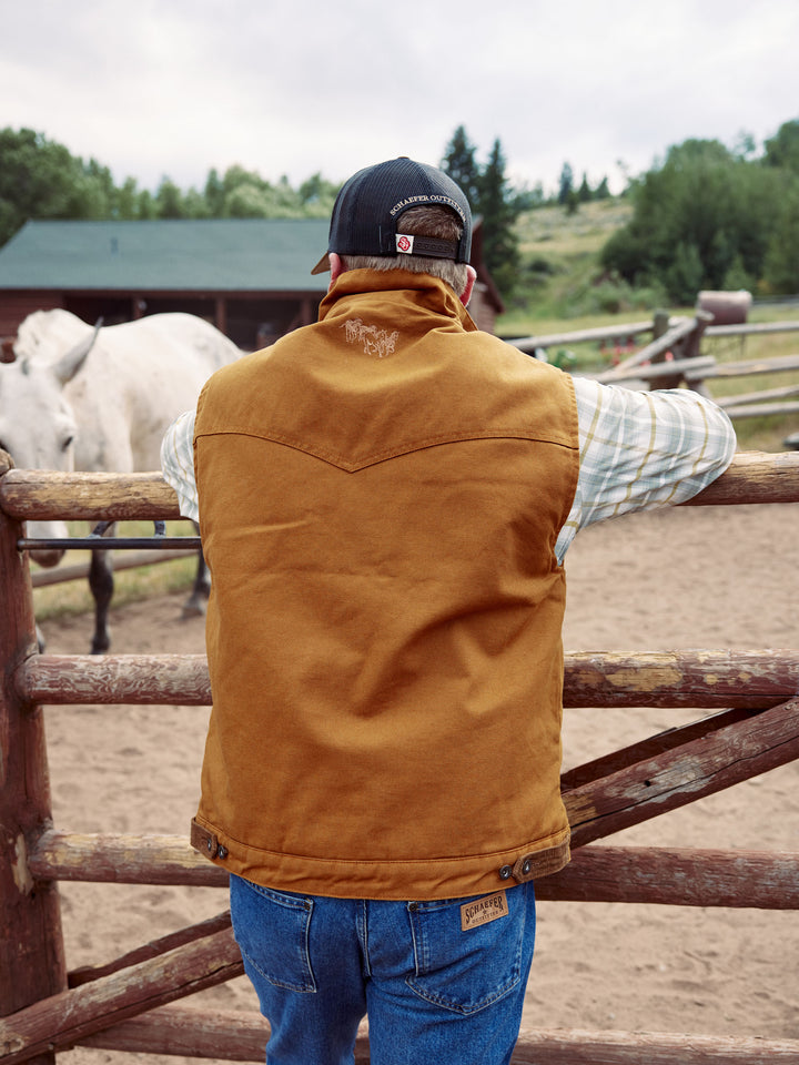 Zip Canvas Vest With Sherpa Lining