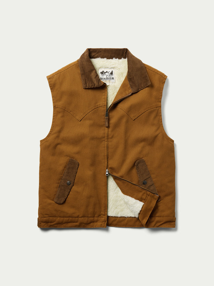 Zip Canvas Vest With Sherpa Lining