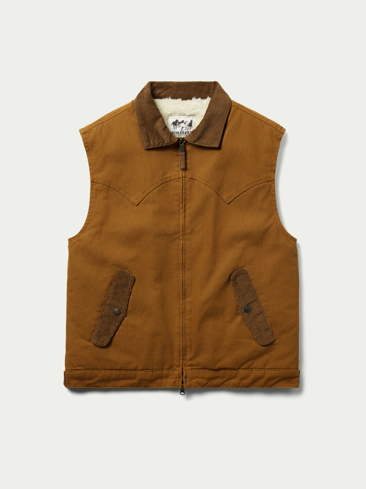 Zip Canvas Vest With Sherpa Lining