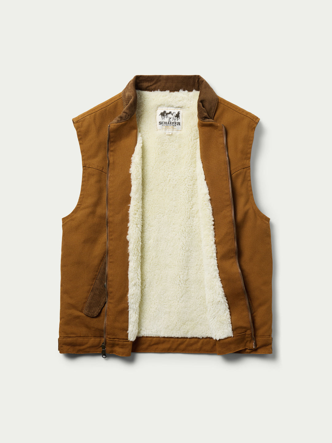 Zip Canvas Vest With Sherpa Lining