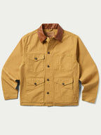 Suntan brush jacket with front flap pockets and snap button closure