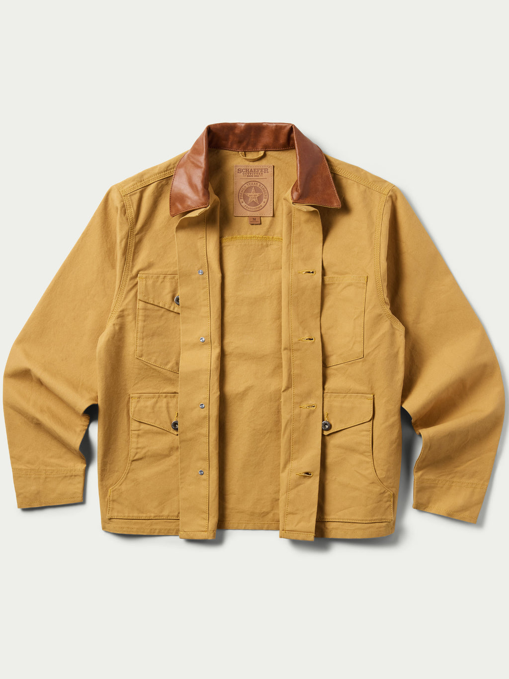 Suntan brush jacket with snap front and flap pockets