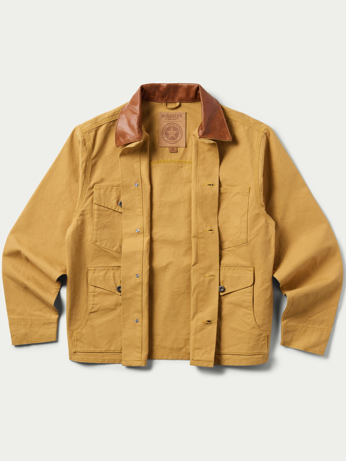 Suntan brush jacket with snap front and flap pockets