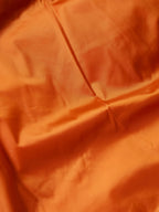 Orange quilted inner lining panel of down jacket