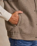 Taupe wool vest front pocket with ribbed knit hem