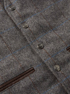 McAllin wool vest windowpane plaid with metal button closure and notch V-neck