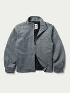 Heather gray wool zip jacket with stand collar and zip pockets