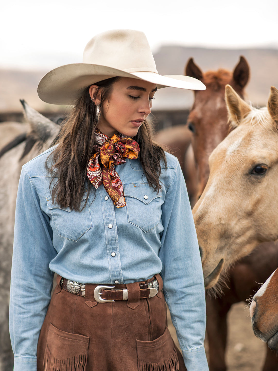 Women's Western Denim Pearl Snap