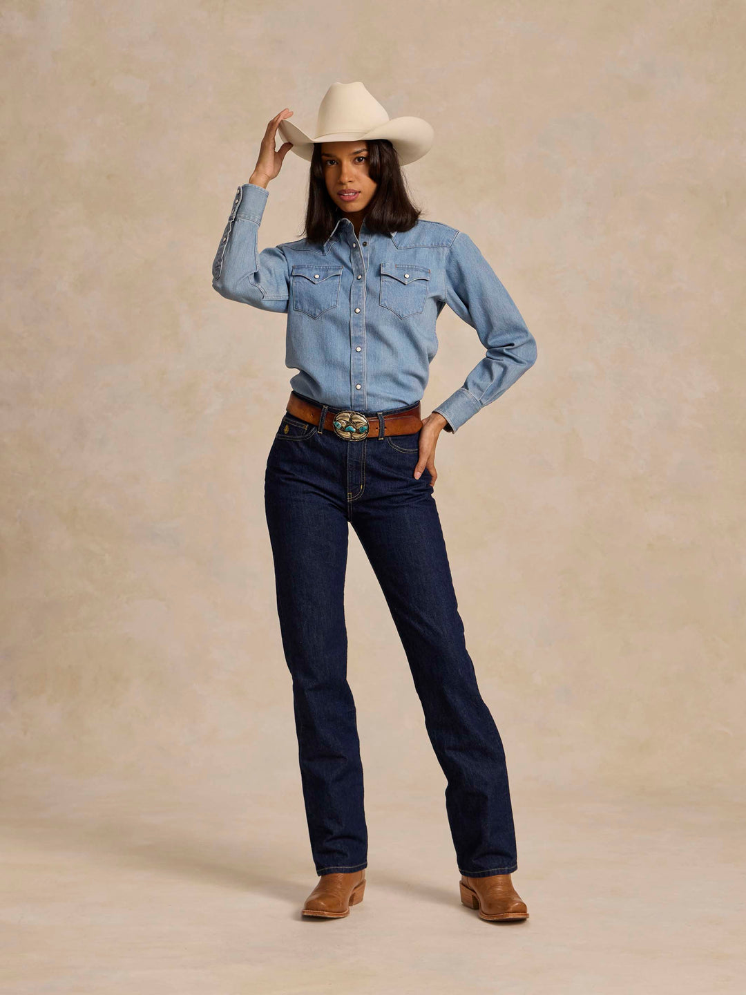 Women's Western Denim Pearl Snap