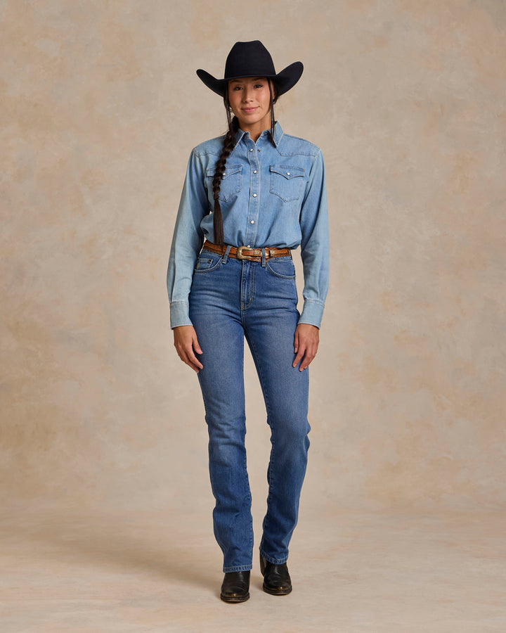 Women's Western Denim Pearl Snap