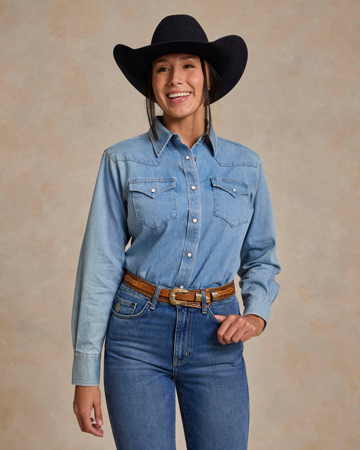 Women's Western Denim Pearl Snap