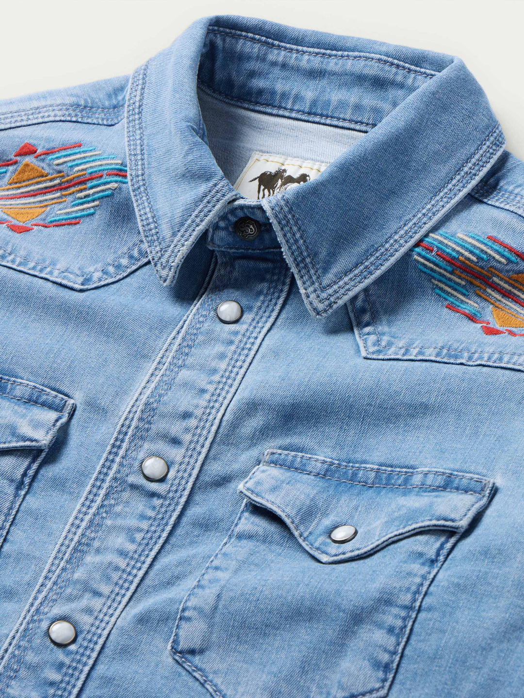 Women's Embroidered Denim Snap Shirt