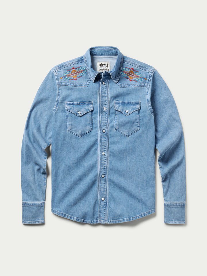 Women's Embroidered Denim Snap Shirt