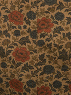 Floral chore coat fabric in brown, rust, and dark green