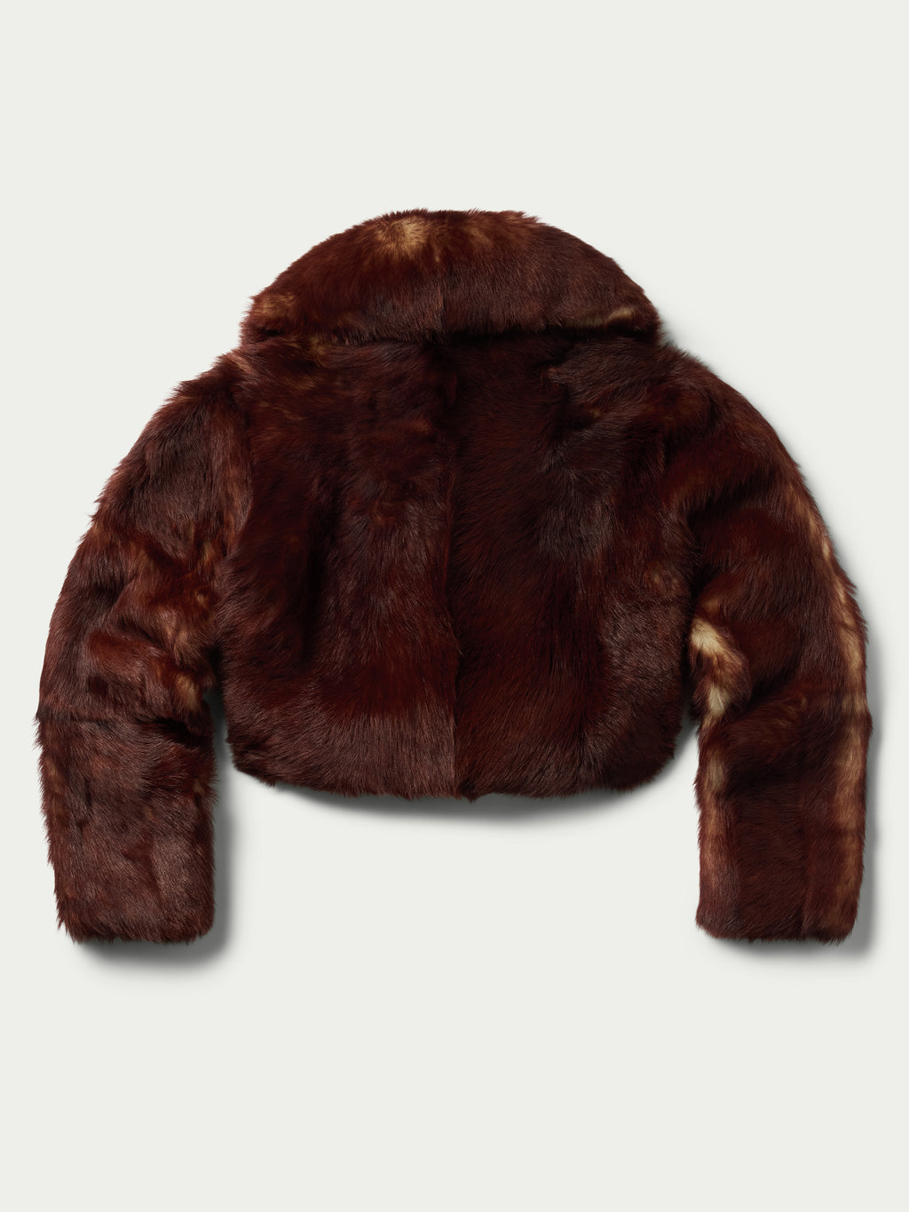 Women's Toscana jacket in auburn faux fur cropped back with wide collar