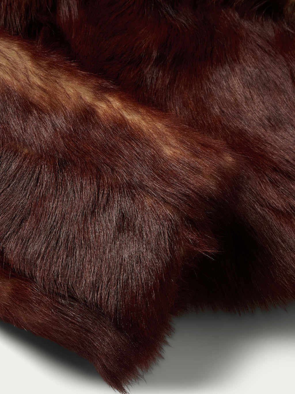Women's Toscana jacket in auburn faux fur texture detail