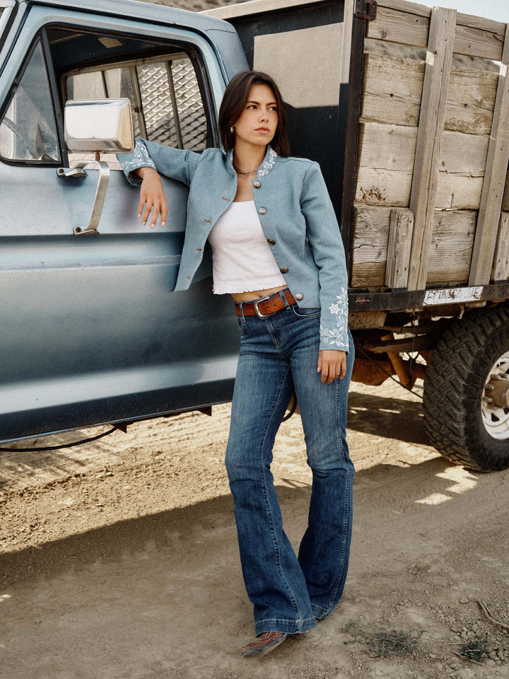 QUEEN OF THE RODEO BEADED DENIM JACKET - Schaefer Outfitter
