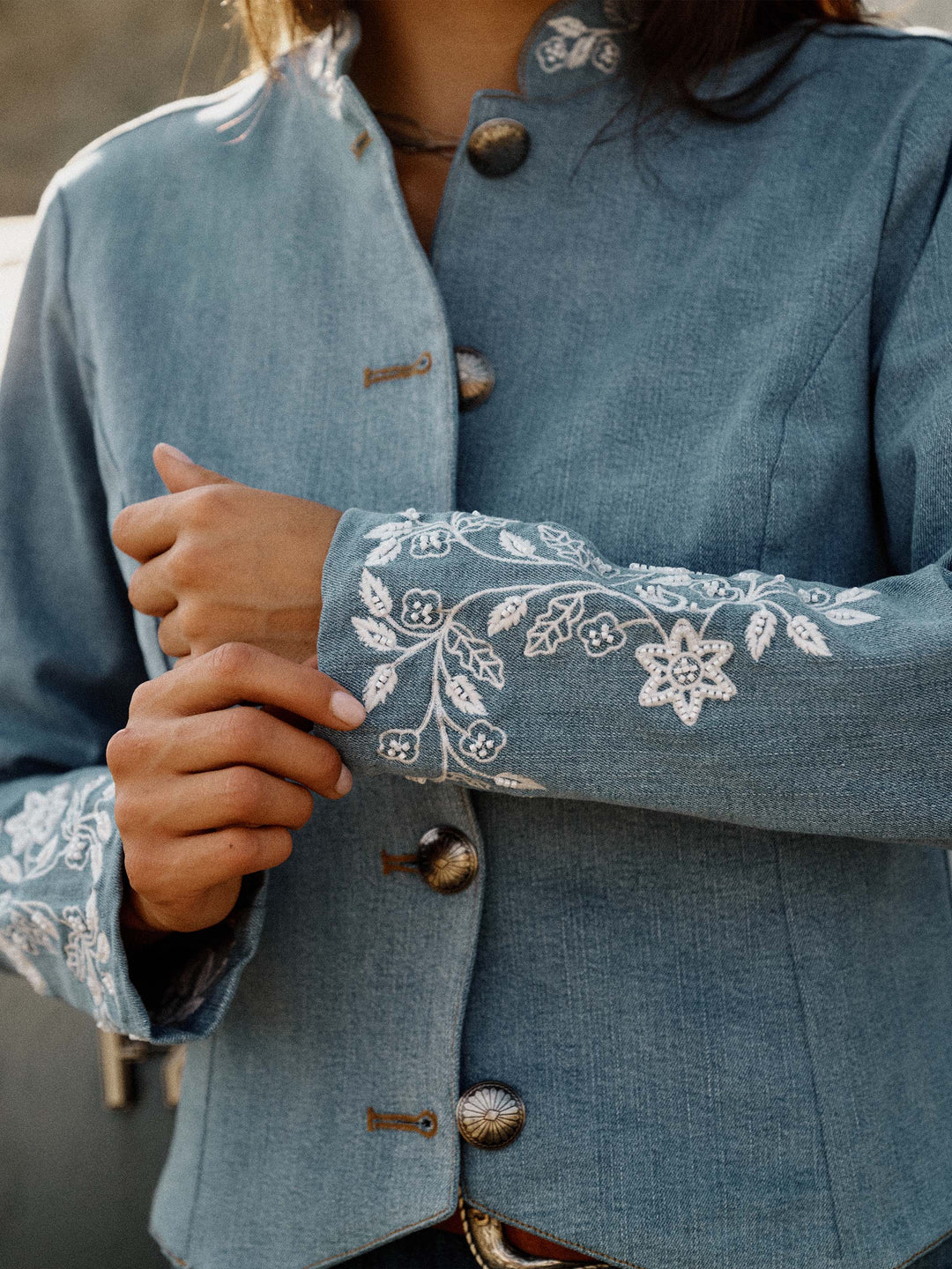 QUEEN OF THE RODEO BEADED DENIM JACKET - Schaefer Outfitter