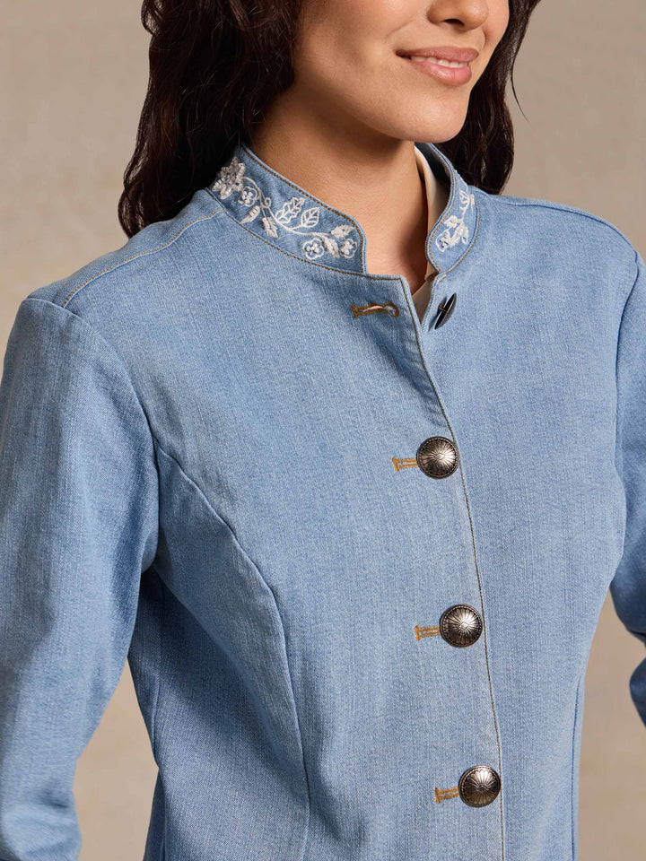 Queen Of The Rodeo Beaded Denim Jacket - Schaefer Outfitter