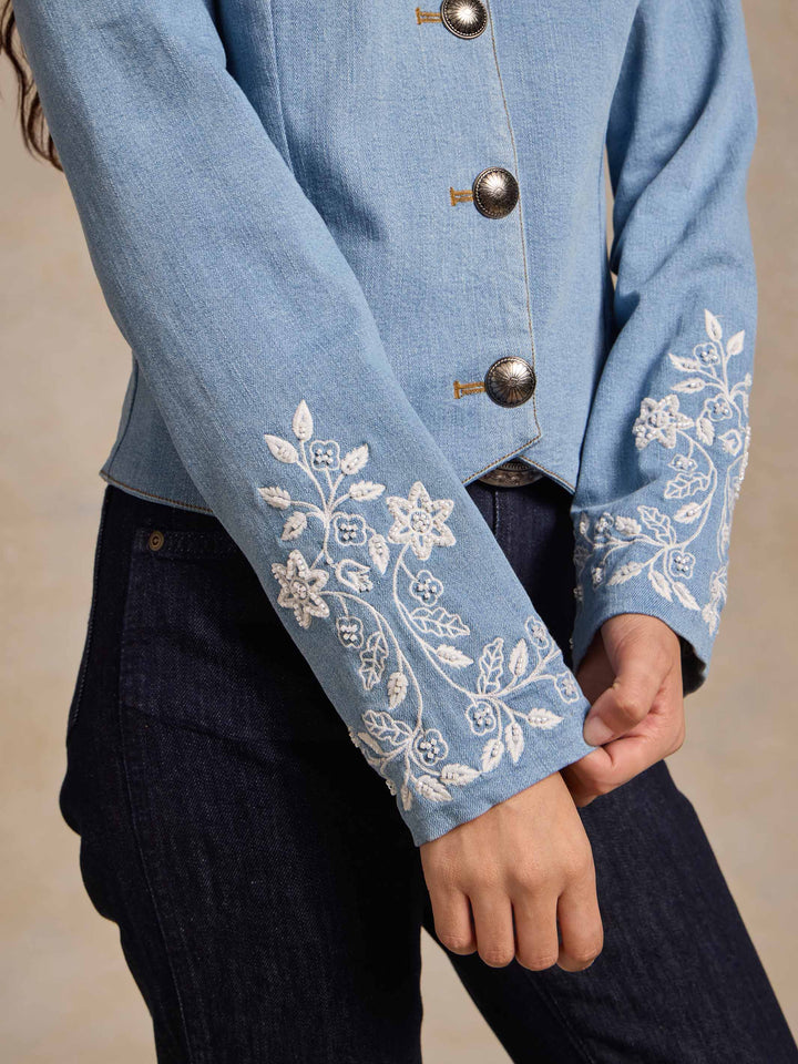 Queen Of The Rodeo Beaded Denim Jacket - Schaefer Outfitter