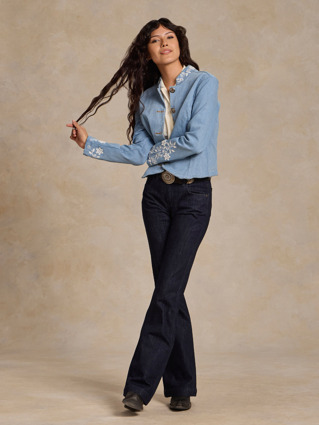 Queen Of The Rodeo Beaded Denim Jacket - Schaefer Outfitter