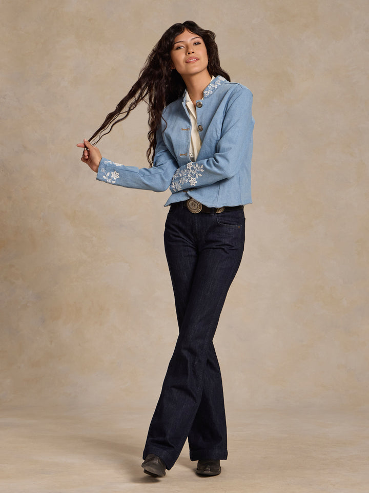 Queen Of The Rodeo Beaded Denim Jacket - Schaefer Outfitter