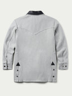 Light gray wool ranch jacket back view with snap-button placket