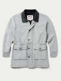 Light gray wool ranch jacket with snap front and two chest flap pockets