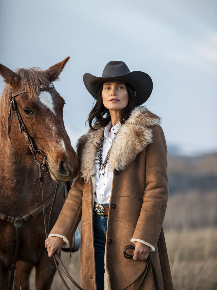 Women's Long Shearling Coat - Schaefer Outfitter