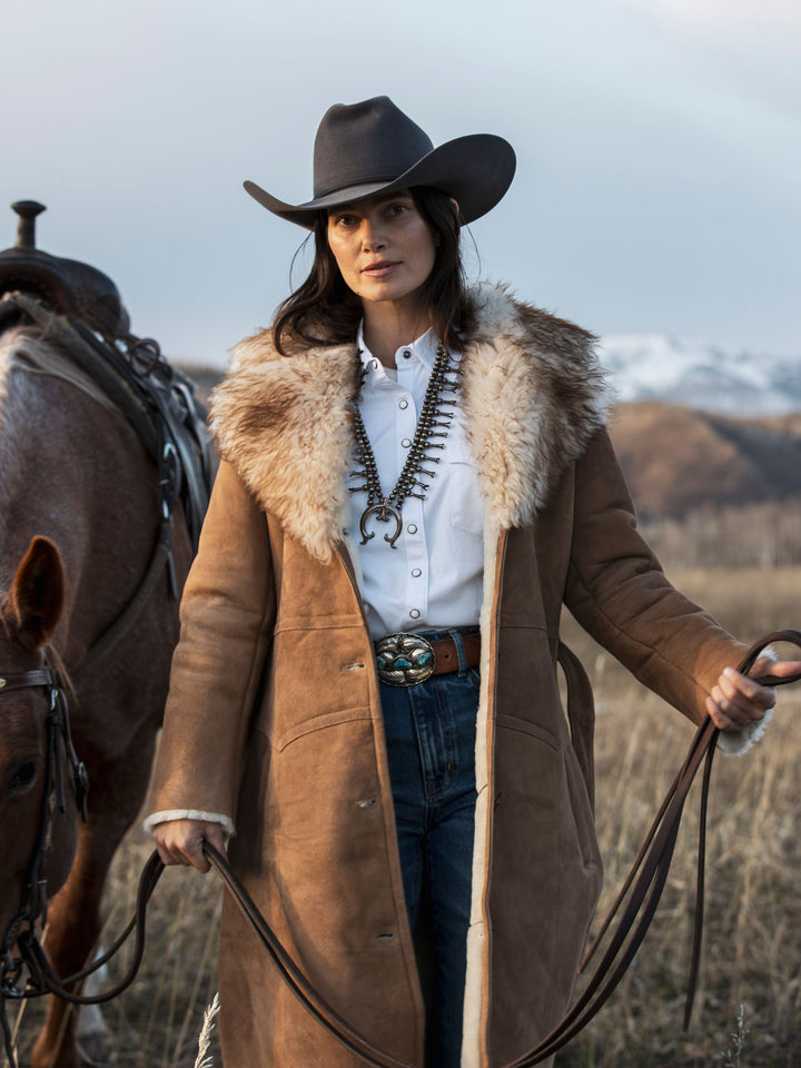 Women's Long Shearling Coat - Schaefer Outfitter