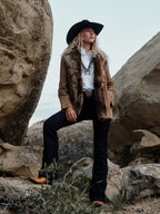 Women's Suede Coat With Toscana Shearling Collar - Schaefer Outfitter